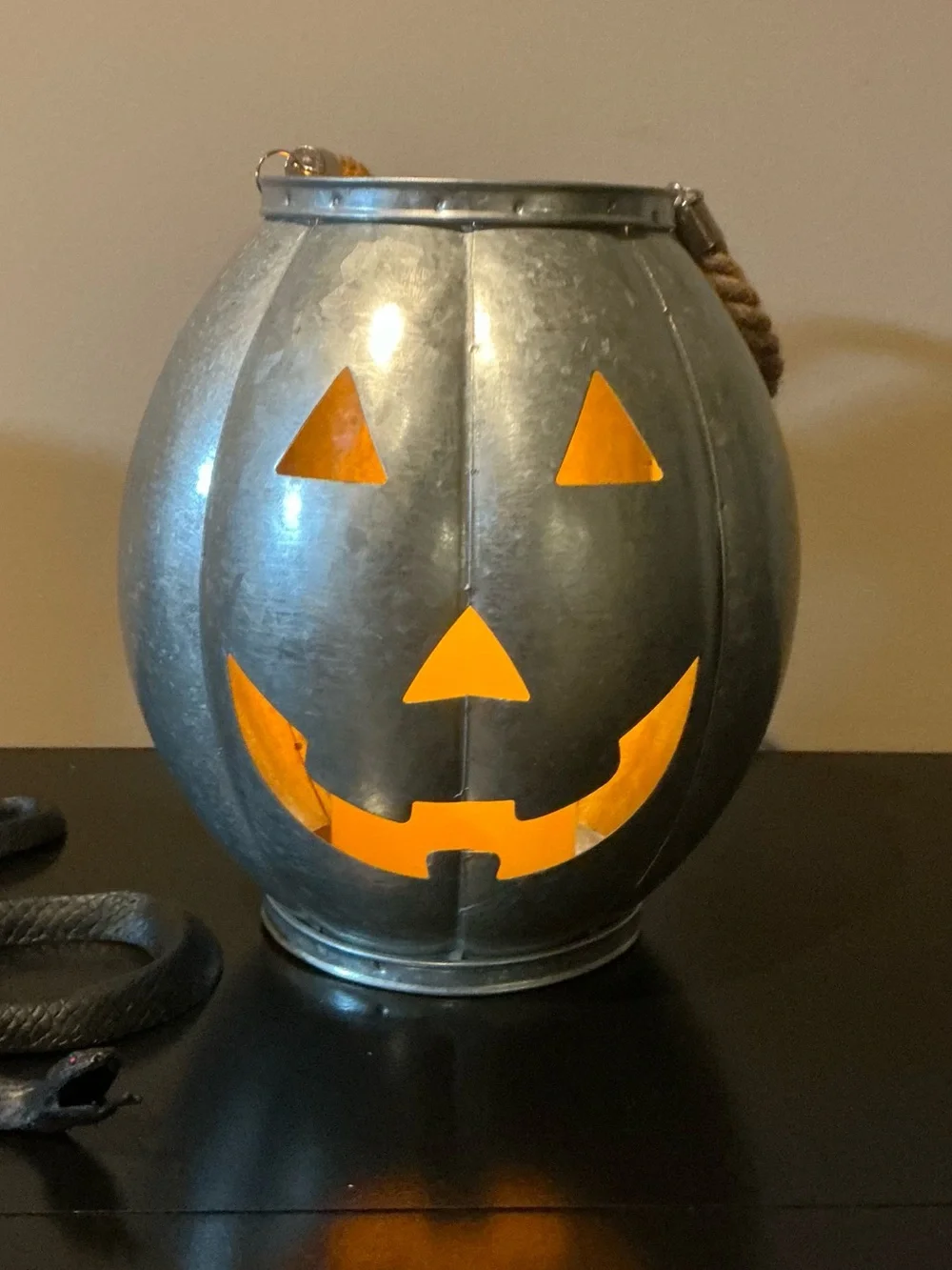 NEW Galvanized Halloween Jack-o-Lantern Luminaria With Candle 🎃